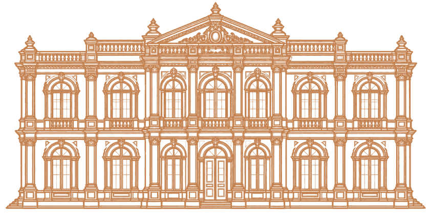 Dibujo de la fachada del Real Casino Antiguo de Castellón